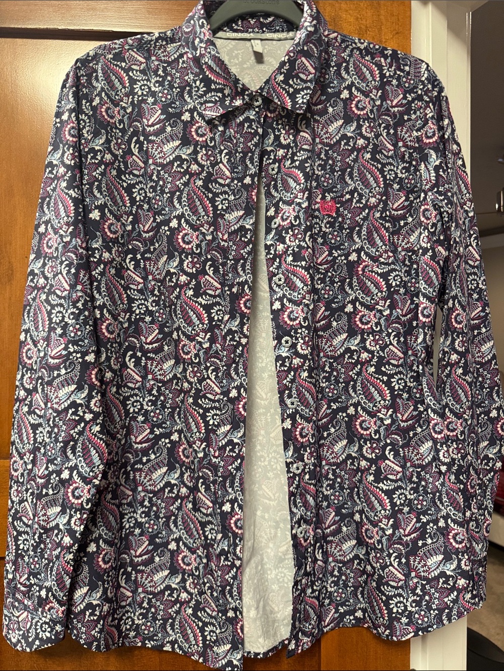 Women's Cinch Navy & Pink Paisley Button-Up Shirt